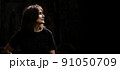 asian woman with charming smiling on black background. 91050709