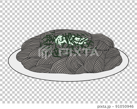 お皿に盛られた蕎麦のイラスト お皿に盛られた蕎麦のイラスト 91050946