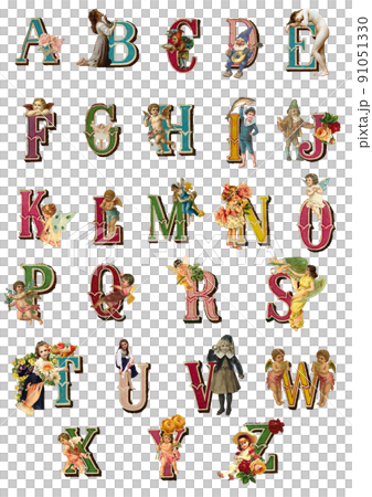 ビンテージ　コラージュ　アルファベット 91051330