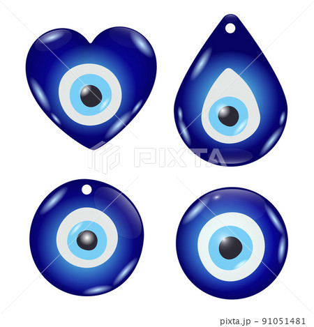 Evil eye amulet. Blue oriental protection talisman. Turkish and greek symbol of protection. Glass nazar vector illustration. Evil eye amulet. Blue oriental protection talisman. Turkish and greek symbol of protection. Glass nazar vector illustration. 91051481