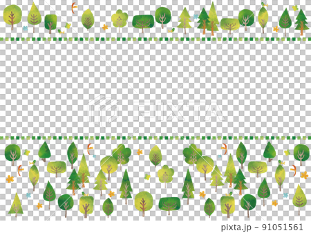 Watercolor style trees, birds and square frame 91051561