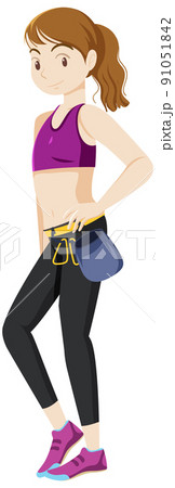 A woman wearing climbing gear 91051842
