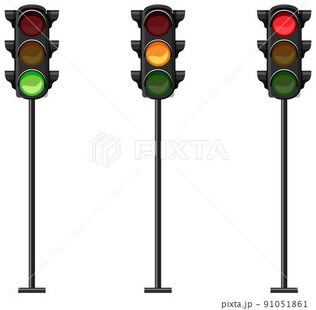 Set of traffic lights on white background Set of traffic lights on white background 91051861