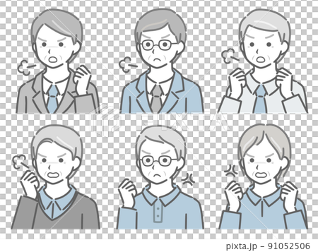 An angry elderly man's diagonal upper body set An angry elderly man's diagonal upper body set 91052506