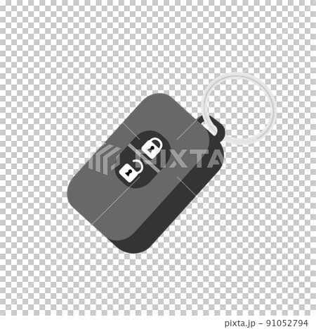Car key on a key ring with two buttons unlock and lock Car key on a key ring with two buttons unlock and lock 91052794