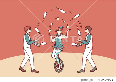Artists juggling in circus Artists juggling in circus 91052953