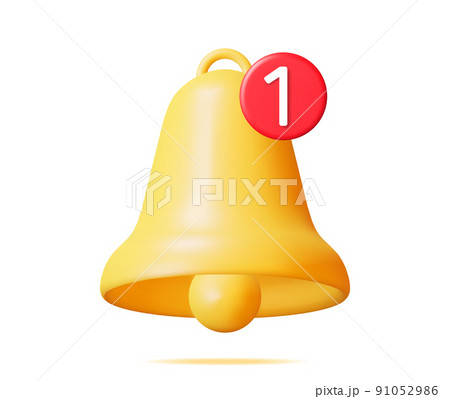 3D Notification Bell Icon Isolated. 91052986
