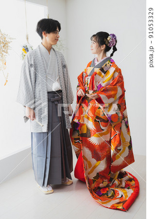 色打掛　新郎新婦　婚礼　和装 91053329