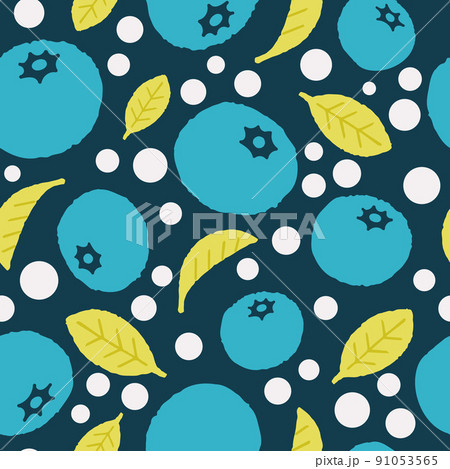 手描きのブルーベリーのシームレスパターン 91053565