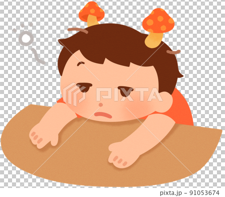 A boy with a mushroom on his head A boy with a mushroom on his head 91053674