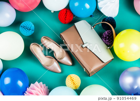right choice. black friday shopping. female shoes with bag. fashion accessory. 91054469