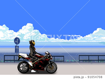 オートバイ　バイク　バイク女子　ツーリング　背景 91054708