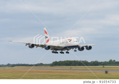 英国航空A380-800着陸 91054733