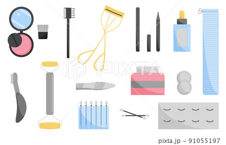 Set of cosmetics. Facial skin care, eyelashes, eyebrows. Flat style. Vector. Set of cosmetics. Facial skin care, eyelashes, eyebrows. Flat style. Vector. 91055197
