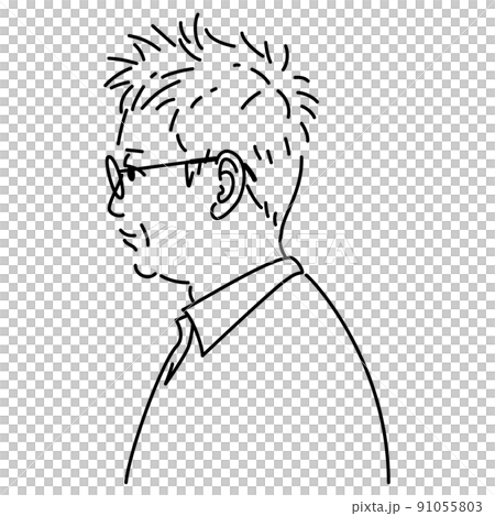 Elderly man with line drawing with transparent background 4 91055803