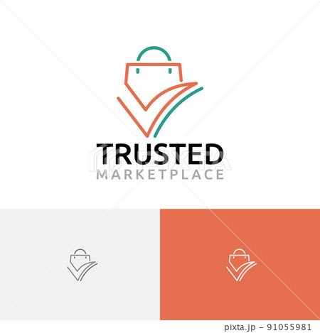 Trusted Marketplace Online Shopping Bag Monoline Logo Trusted Marketplace Online Shopping Bag Monoline Logo 91055981