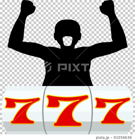 Illustration of a man with three-seven slots 91056636