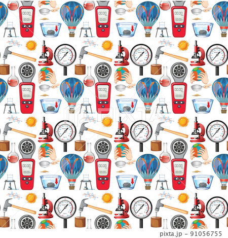 Seamless background with science equipments Seamless background with science equipments 91056755