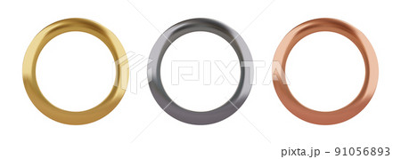 Set of gold, cilver and copper metal grommet rings for paper, card, tag, sticker or hanger 91056893