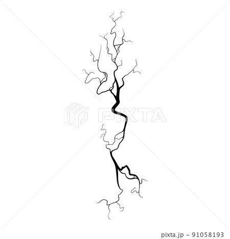 Crack on concrete or ground due to aging or drought. Fissure isolated in white background. Vector illustration Crack on concrete or ground due to aging or drought. Fissure isolated in white background. Vector illustration 91058193