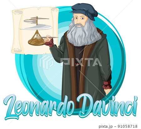 Leonardo Da Vinci character in cartoon style 91058718