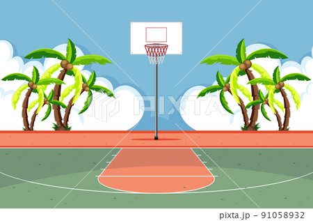Empty basketball court scene 91058932