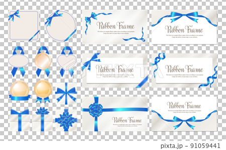 優雅的藍絲帶框架集 91059441