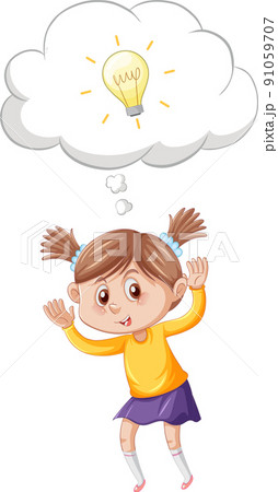 A girl standing and thinking on white background 91059707