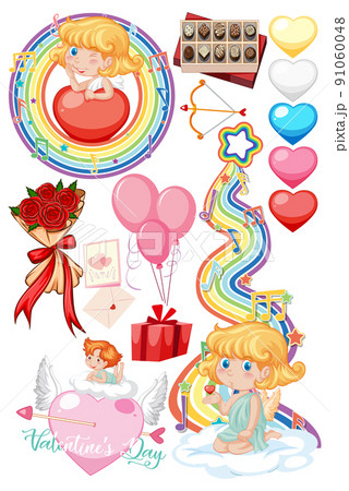 Valentine theme with balloons and cupid 91060048