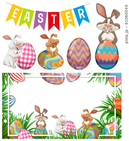 Easter theme with bunny and eggs 91060049