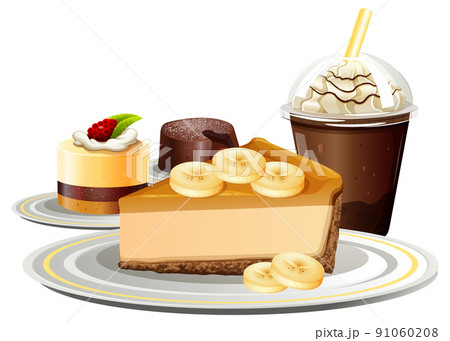 Dessert and beverage with banoffee and chocolate frappe 91060208