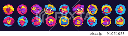 Contemporary avatars with funny characters faces 91061023