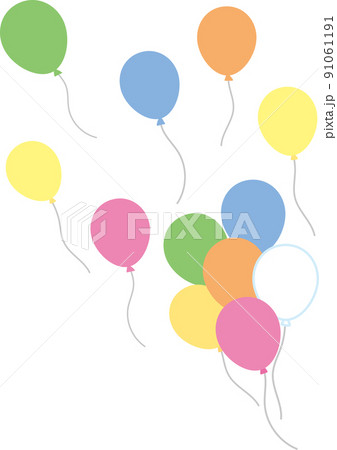 風船_12個の風船_右下から左上に浮いていく 風船_12個の風船_右下から左上に浮いていく 91061191