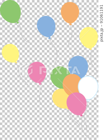 風船_12個の風船_右下から左上に浮いていく 風船_12個の風船_右下から左上に浮いていく 91061191