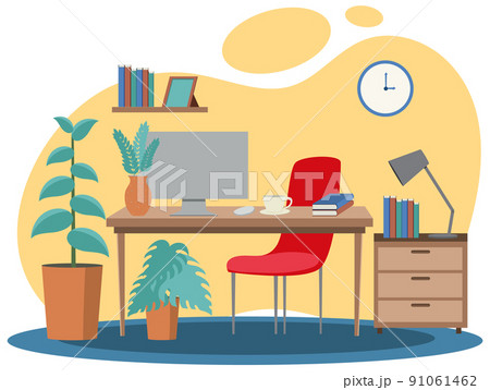 Workroom interior concept in flat design Workroom interior concept in flat design 91061462
