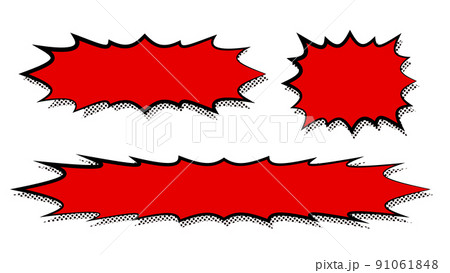 トゲトゲのアメコミ風のテロップベース・赤 91061848