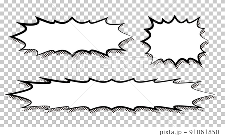 トゲトゲのアメコミ風のテロップベース・白 91061850