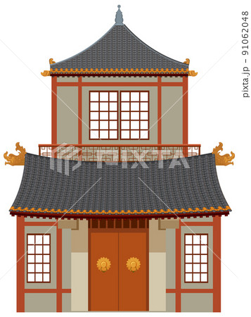 Chinese traditional building on white background Chinese traditional building on white background 91062048