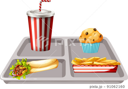 Fast food meal set on white background Fast food meal set on white background 91062160