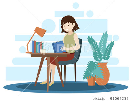 Work at home concept in flat design 91062255