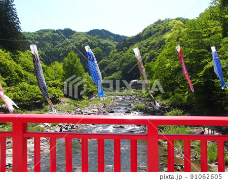 香嵐渓の鯉のぼり風景 香嵐渓の鯉のぼり風景 91062605