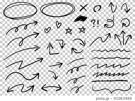 手書きの矢印セット　黒 91063989