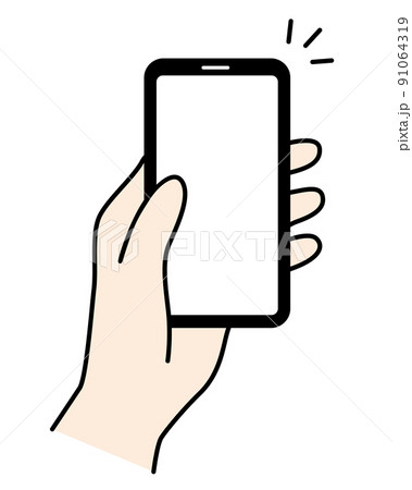 スマホを操作している手　片手　左手 91064319