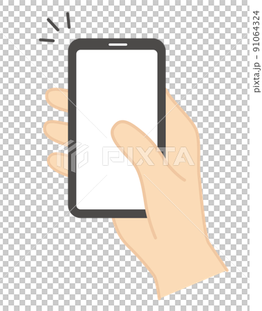 Hand operating the smartphone, one hand, right hand 91064324