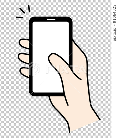 Hand operating the smartphone, one hand, right hand Hand operating the smartphone, one hand, right hand 91064325