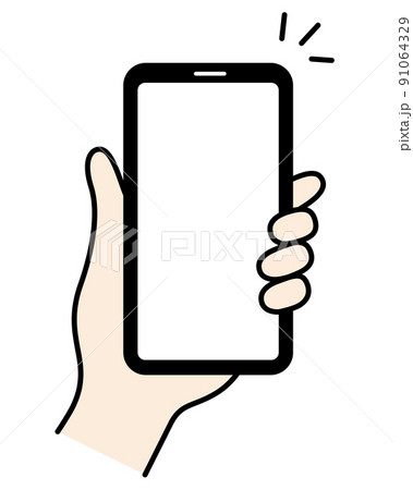スマホを持つ手　片手　左手 91064329