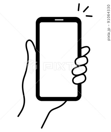 スマホを持つ手　片手　左手 91064330