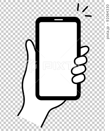 Hand holding a smartphone, one hand, left hand 91064330