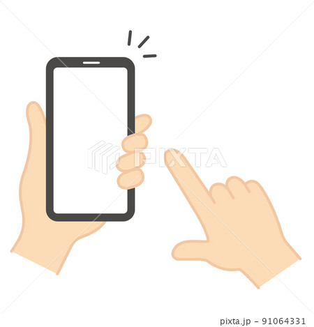 スマホを操作している手　タップ 91064331