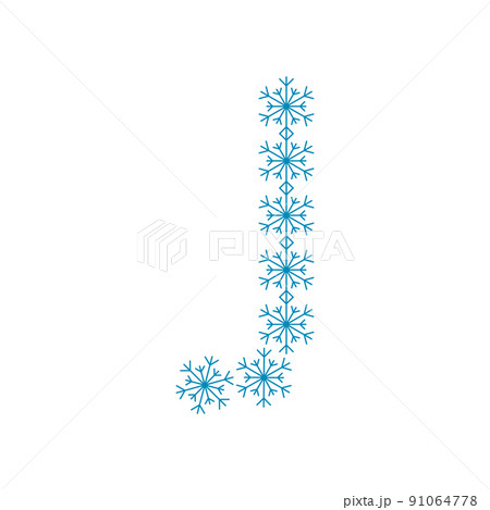 Letter J from snowflakes. Festive font or decoration for New Year and Christmas 91064778